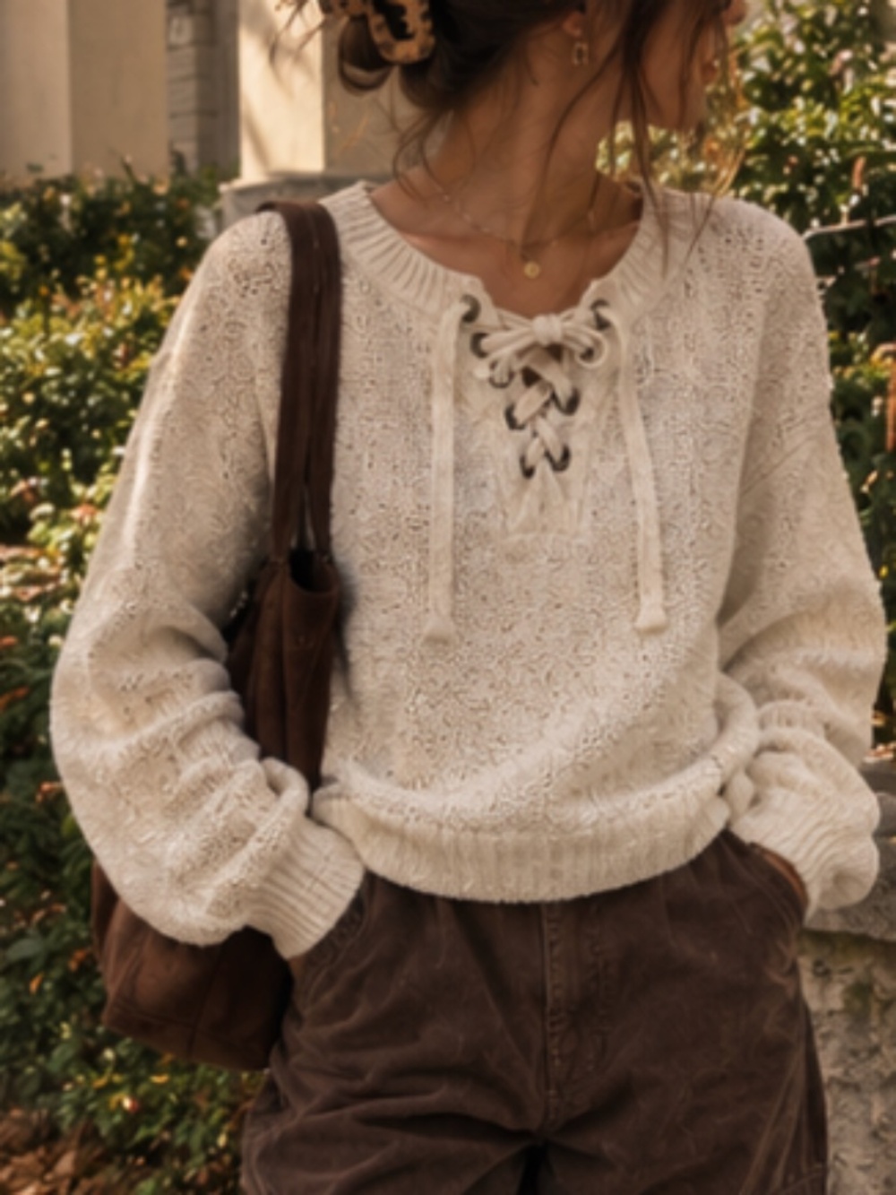 American Eagle cream oversized sweater